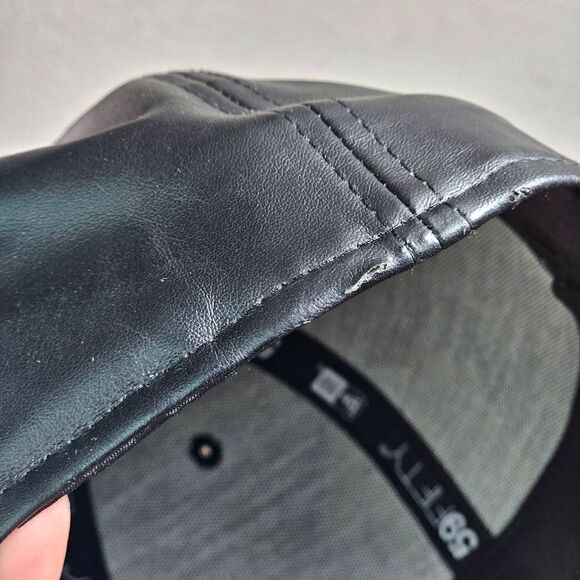 New Era Golden State Warriors Leather Hat Cap Black Yellow 59FIFTY 7 1/8 Curry - Picture 9 of 14